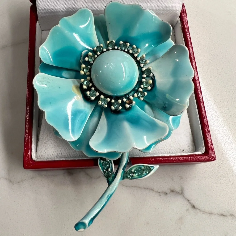 Royal Adderley Floral Bone China Brooch Pin And Earrings Jewelry Made in England - Picture 4 of 10